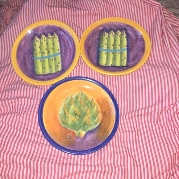 222 Fifth Ave Stoneware Plates Serving Salads, Asparagus, Artichokes, etc... - Picture 4 of 16